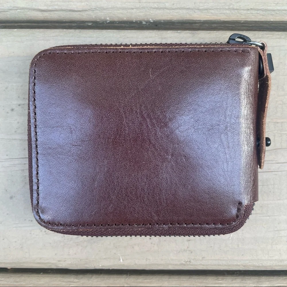 Rudsak brown cowhide leather zip around wallet